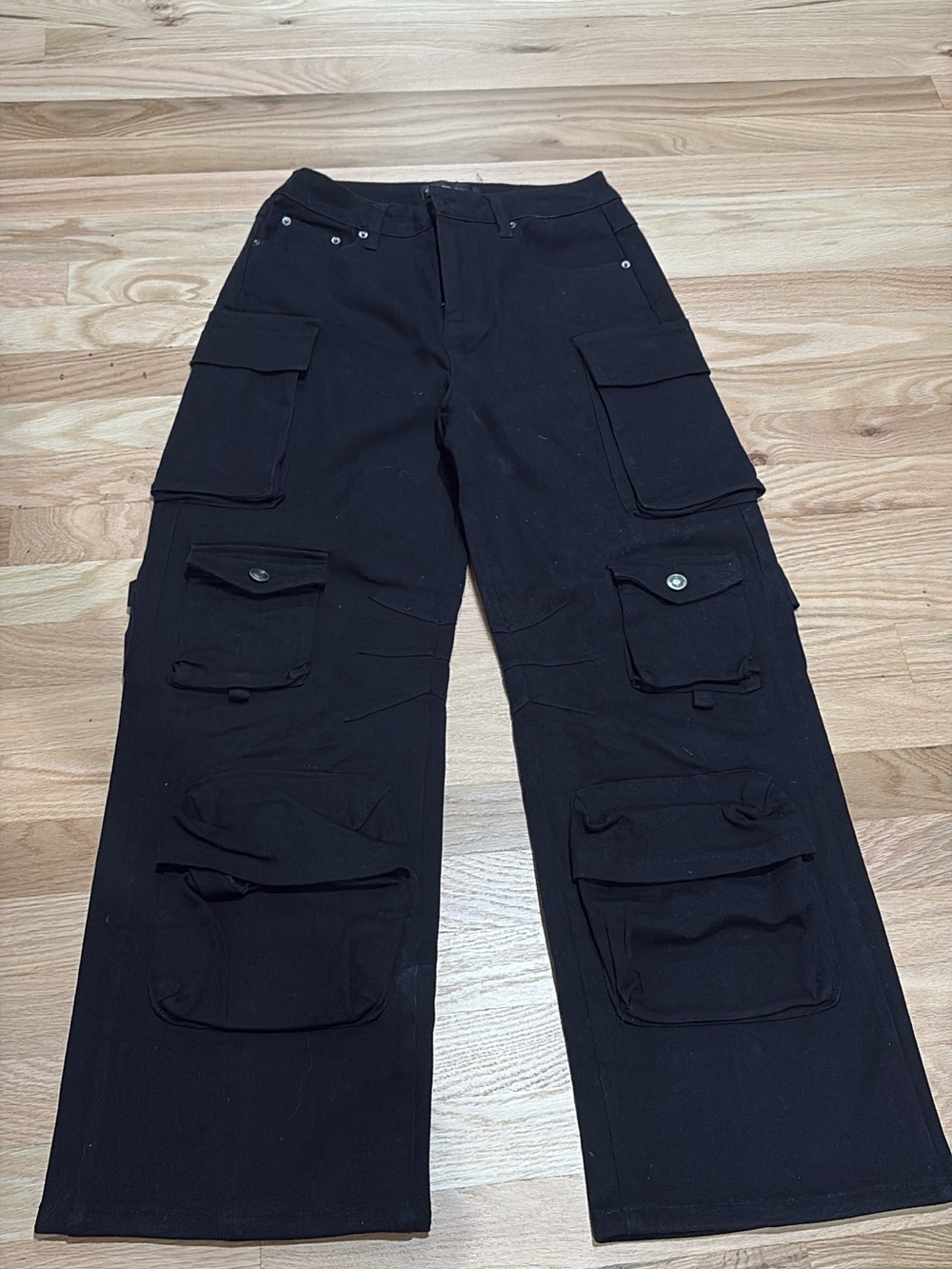 Fashion Nova Black Wide Leg Cargo Pants